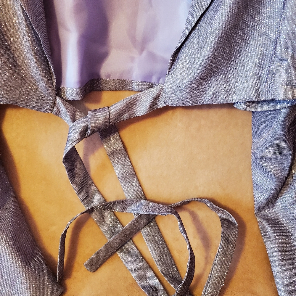 Prettylittlething lilac glitter cross over tie back blazer - Picture 8 of 8